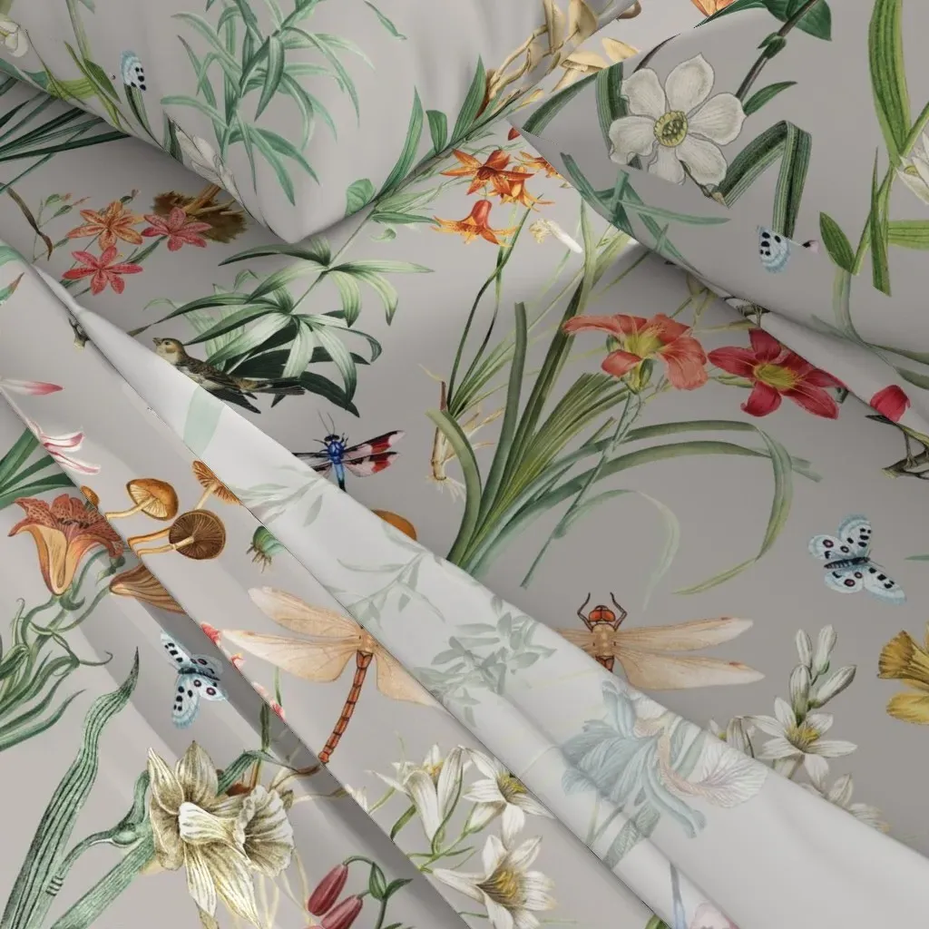 Garden Of Dragonflies Mushroom Grey Queen Sheet Set - Orange alternate view