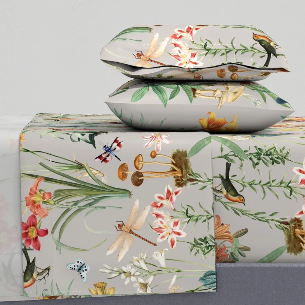 Garden Of Dragonflies Mushroom Grey Queen Sheet Set - Orange product