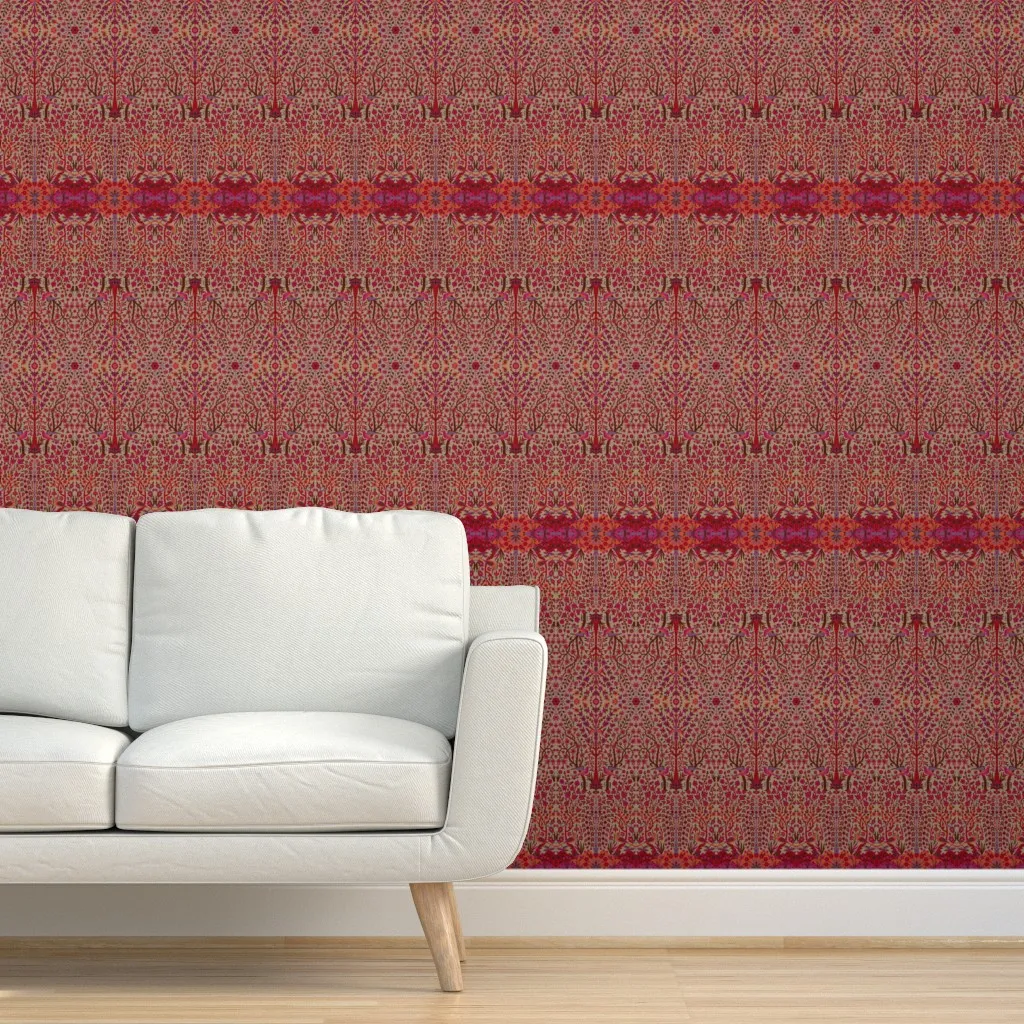 Garden Of Paradise 3D Peel and Stick Wallpaper - Crimson product
