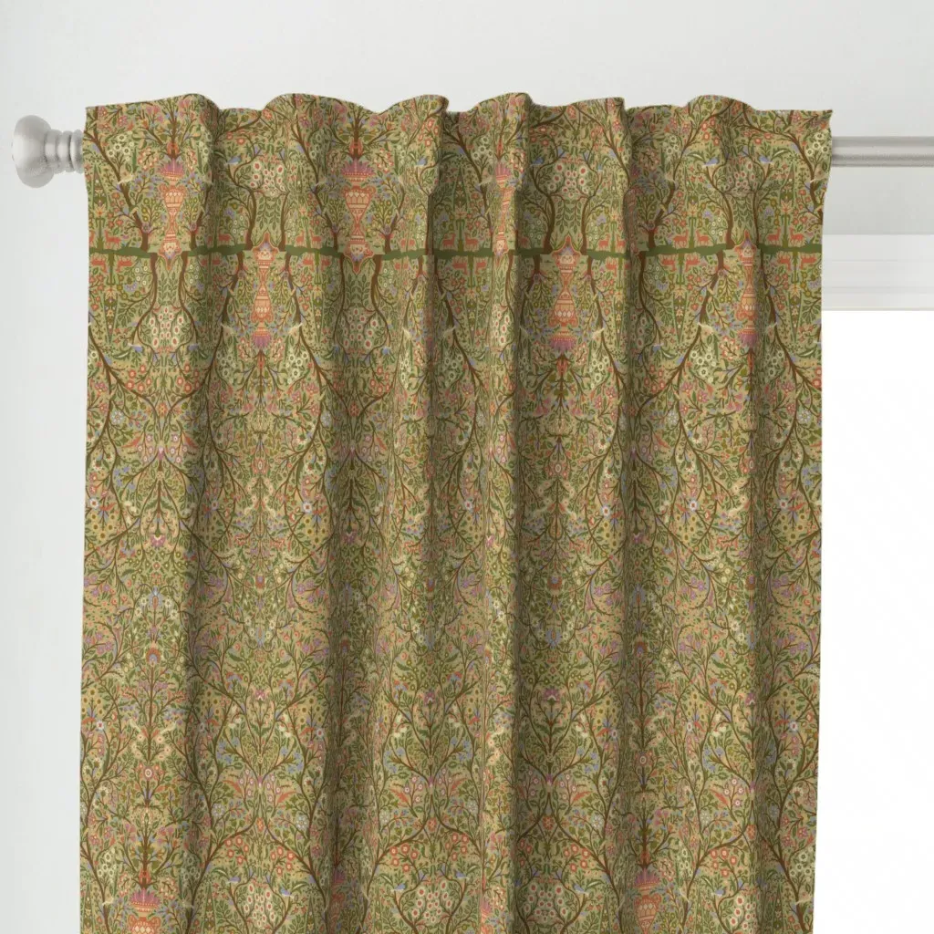 Garden Of Paradise Curtain Panel - Olive Green alternate view