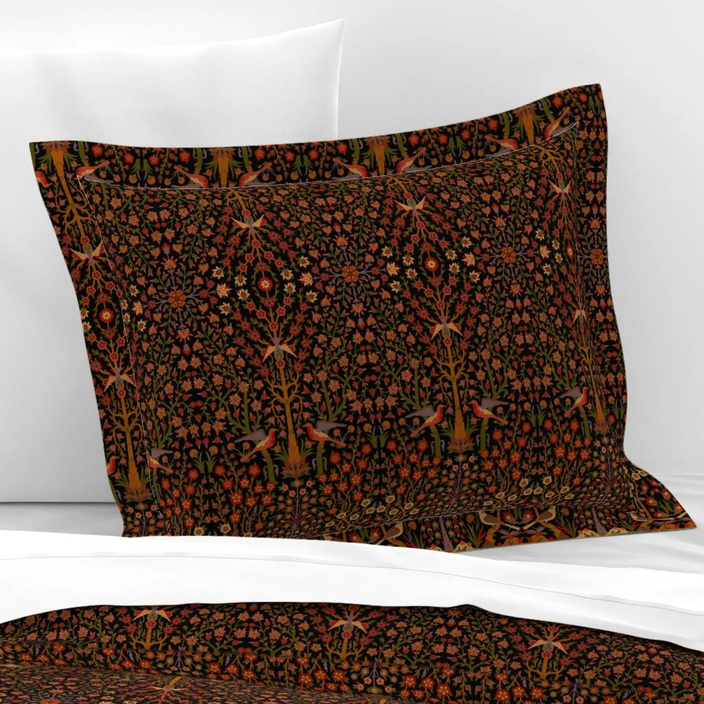 Garden Of Paradise Standard Flanged Pillowcase - Crimson, Cotton Sateen product