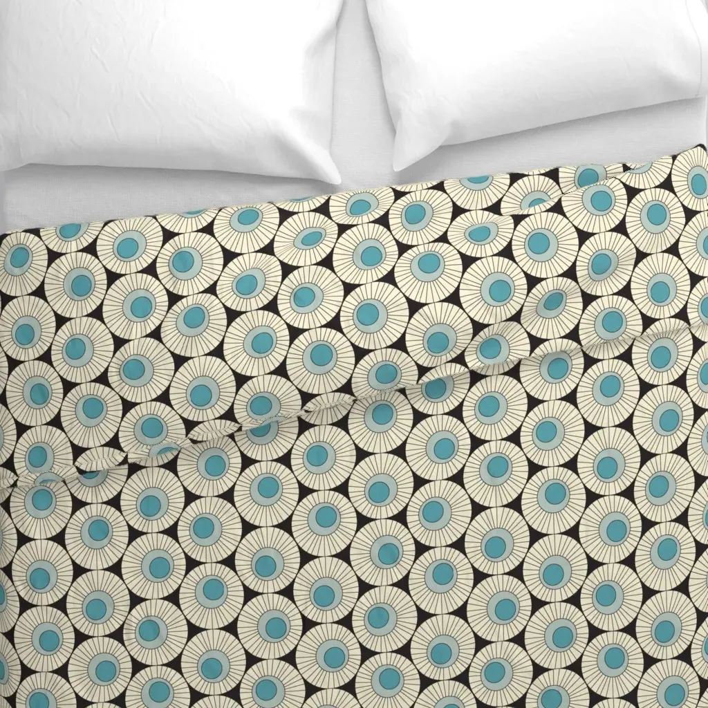 Garden Party Maxi Aqua Duvet Cover - Cream alternate view