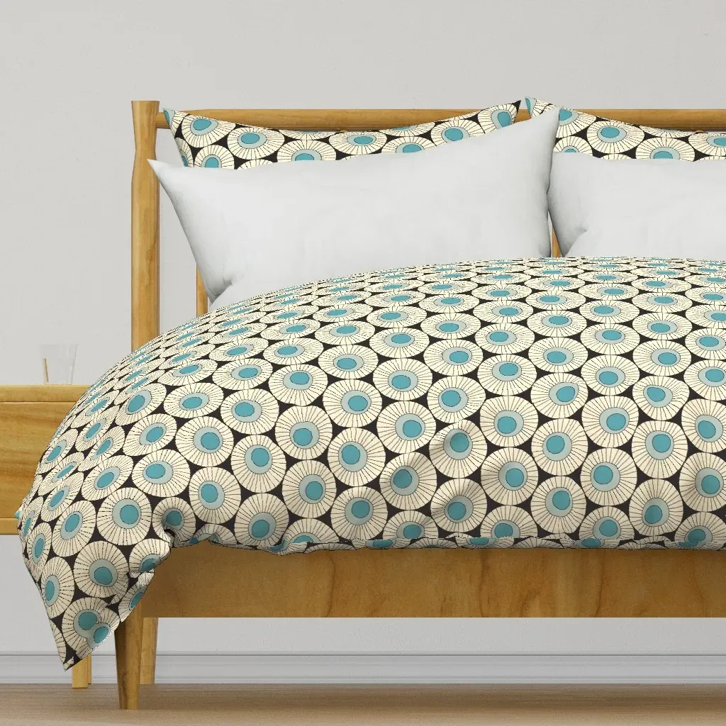 Garden Party Maxi Aqua Duvet Cover - Cream product