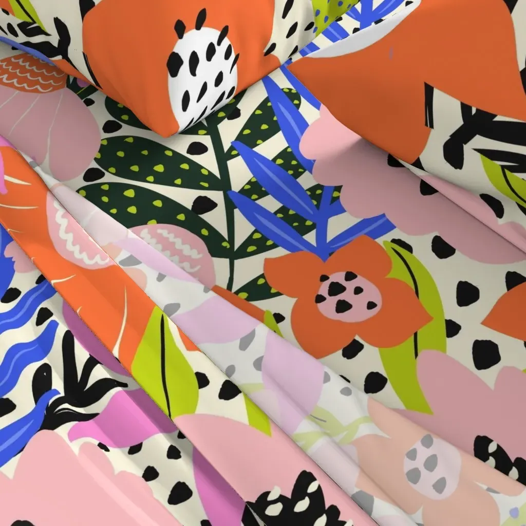 Garden Retreat Twin Sheet Set - Orange, Floral Print alternate view