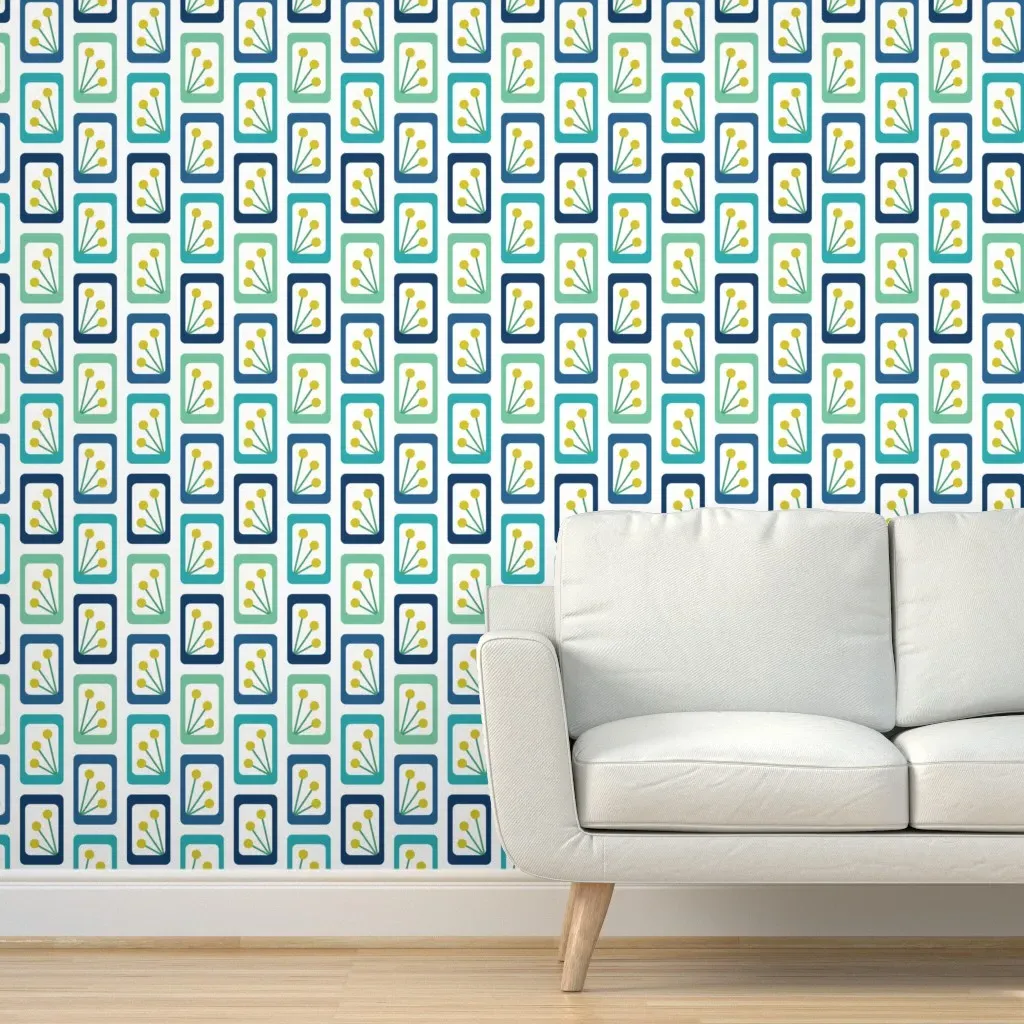 Garden View Peel and Stick Wallpaper - Blue, Green, Yellow product