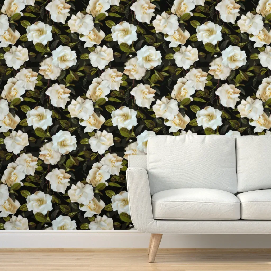 Gardenia Pattern Peel and Stick Wallpaper - Off-White product