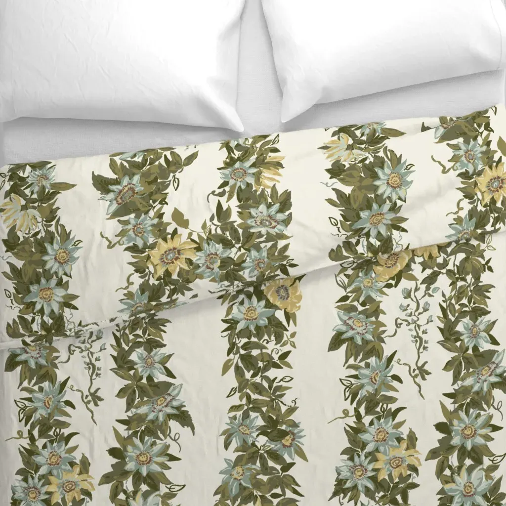 Garlow White Dove Duvet Cover - Olive Green alternate view