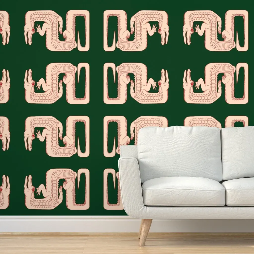 Gator Tea Towel IV Peel and Stick Wallpaper - Peach product