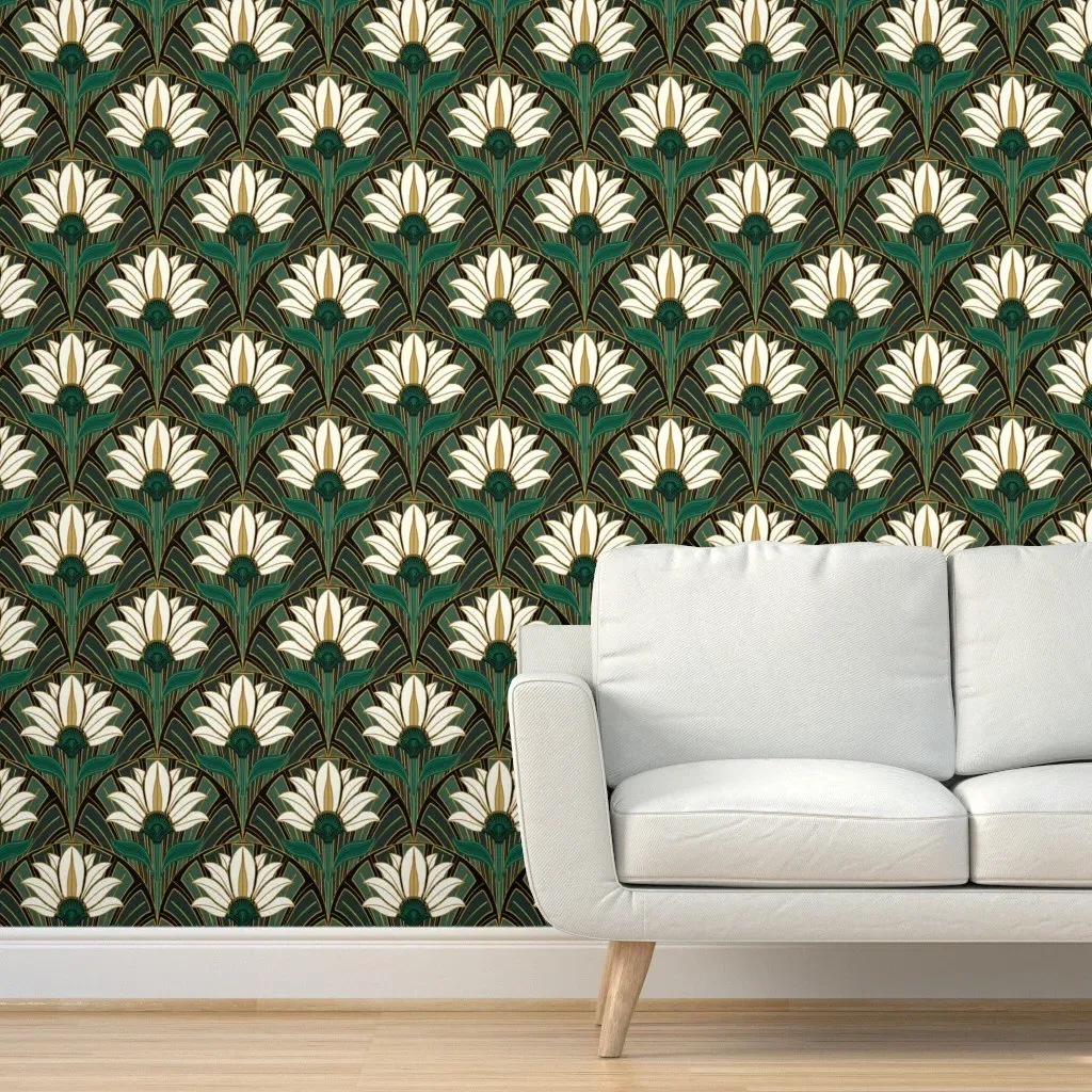Gatsby Garden Art Deco Peel and Stick Wallpaper - White product