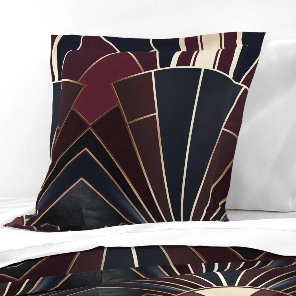 Gatsby Nights Art Deco Geometric Euro Pillow Sham - Navy Blue product
