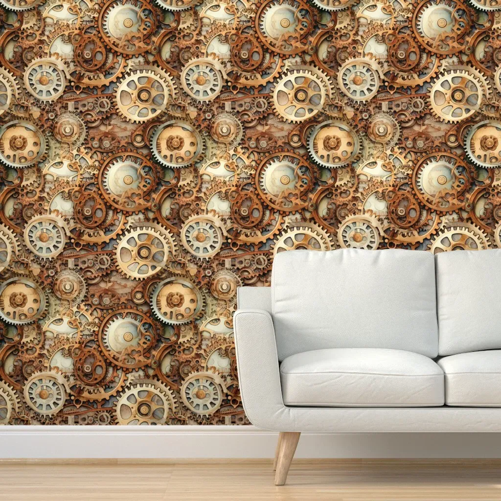 Gear Madness Large Scale Peel and Stick Wallpaper - Bronze product