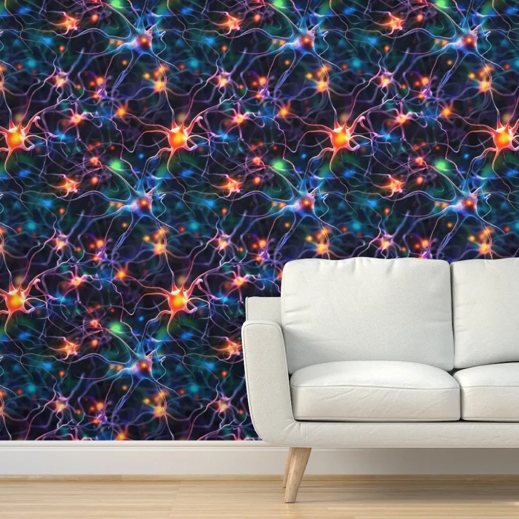 Geeky Nerdy Synapse Psychedelic Smooth Criminals Peel and Stick Wallpaper - Blue product