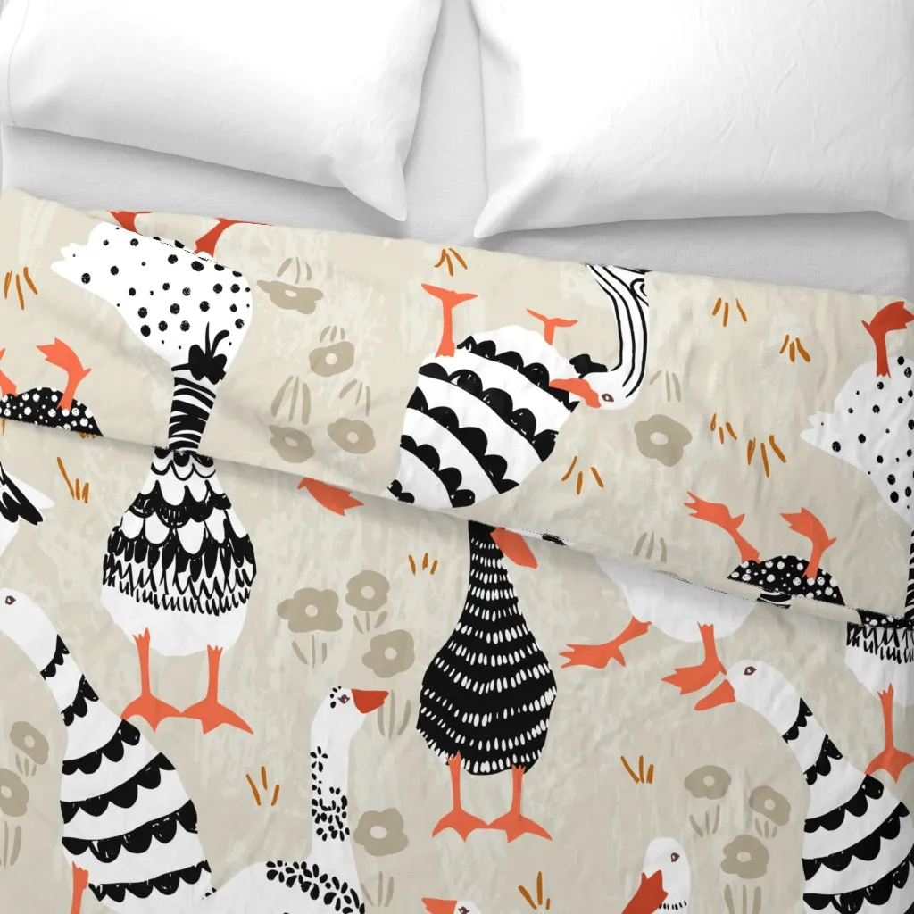 Geese Black And White Duvet Cover alternate view