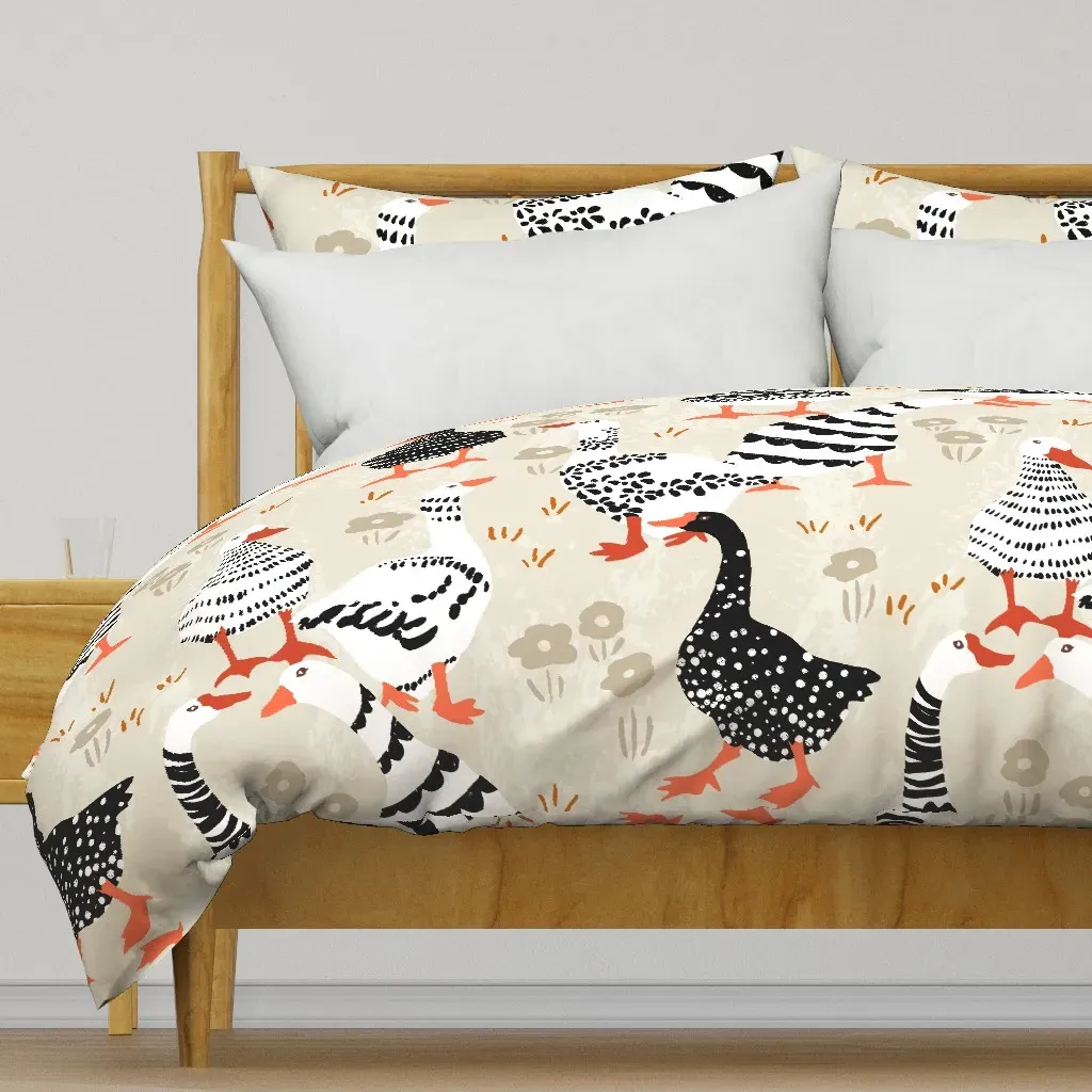 Geese Black And White Duvet Cover product