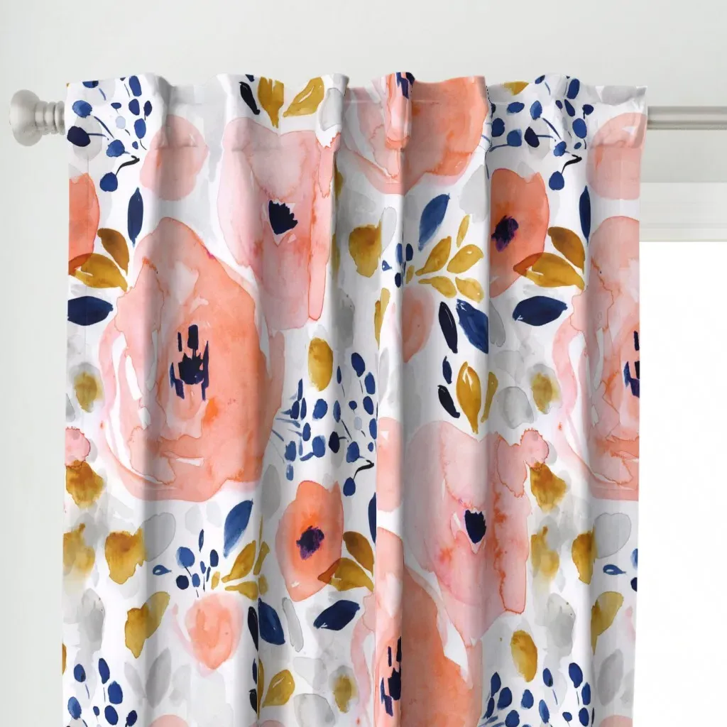 Genevieve Floral Half Curtain Panel - Pink alternate view