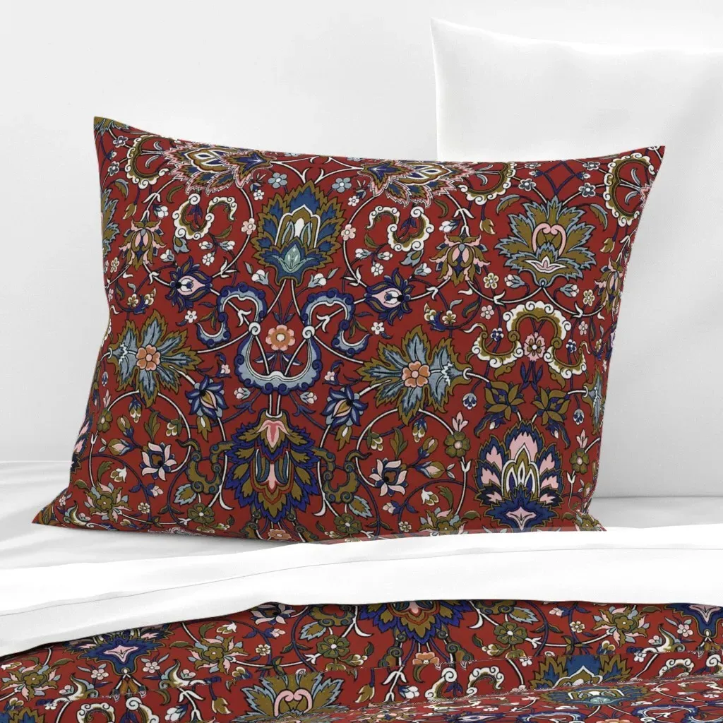 Genni's Tapestry Annii and Ursa Standard Knife Edge Pillow - Crimson Red, Cotton Sateen product