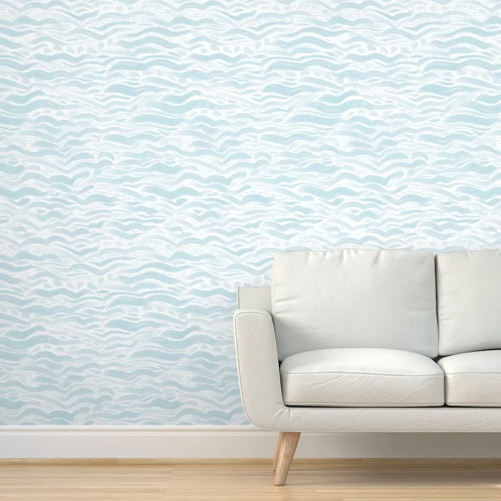 Gentle Waves Peel and Stick Wallpaper - Light Blue product