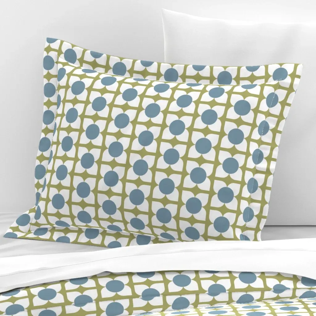 Geo Floral Standard Flanged Cushion Cover - Blue Sage, Cotton Sateen product