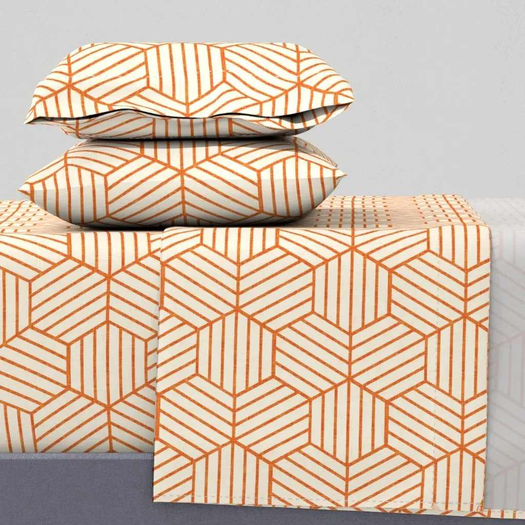 Geo Honey Combo Queen Sheet Set - Burnt Orange product