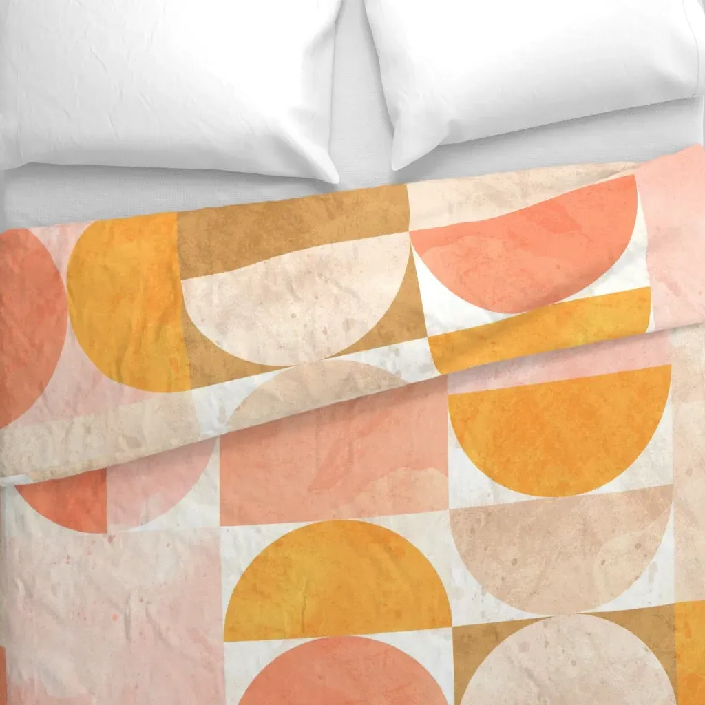 Geo Mid-Century Textured Duvet Cover - Peach alternate view