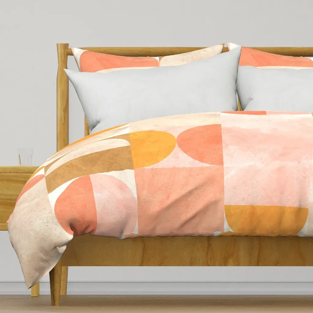 Geo Mid-Century Textured Duvet Cover - Peach product