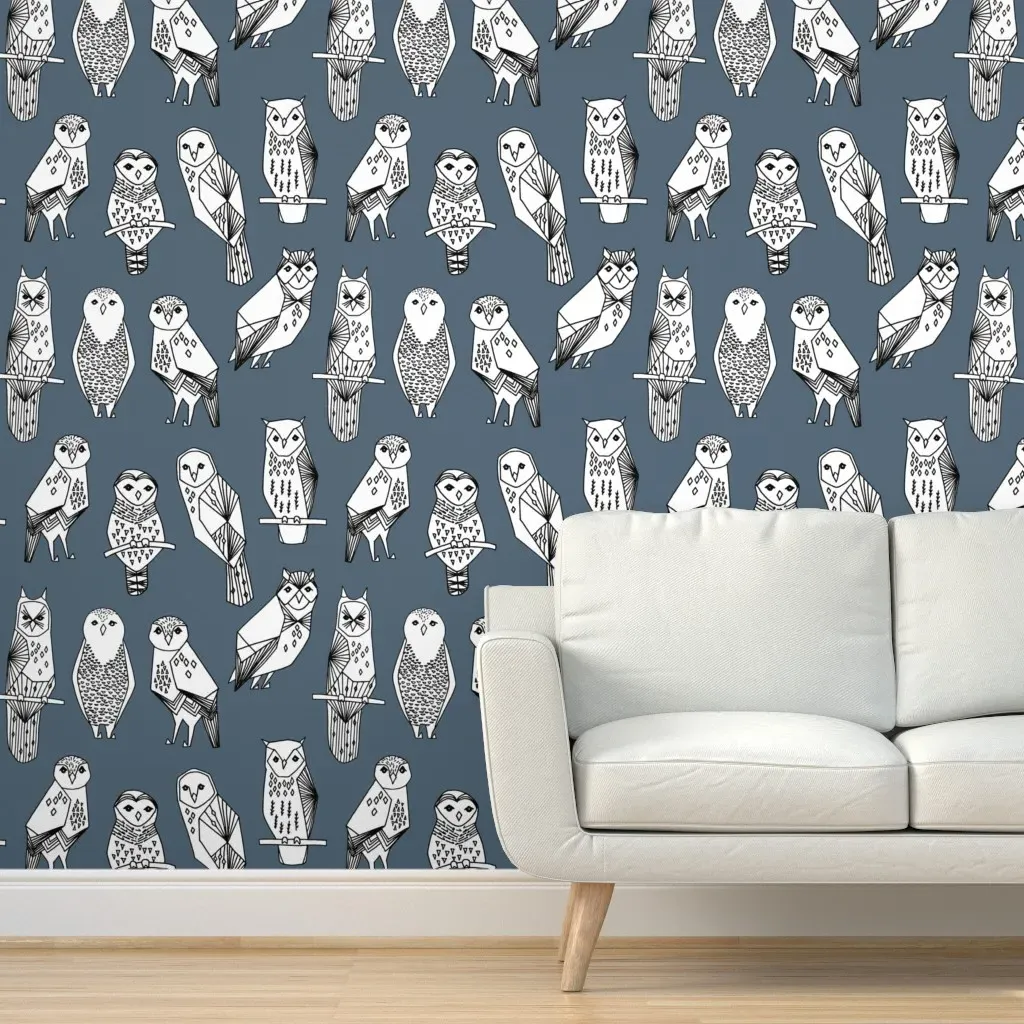 Geo Owls Peel and Stick Wallpaper - White product