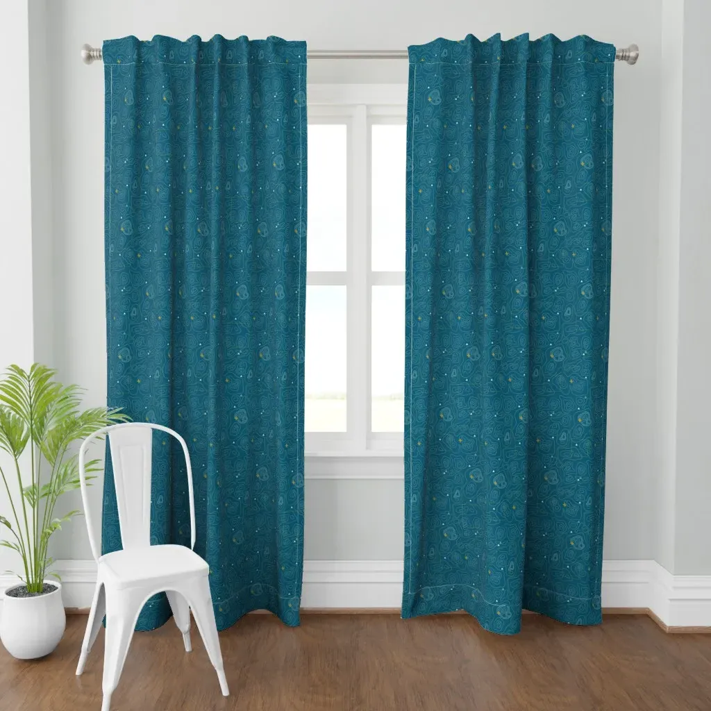 Geological Survey Deep Curtain Panel - Teal product