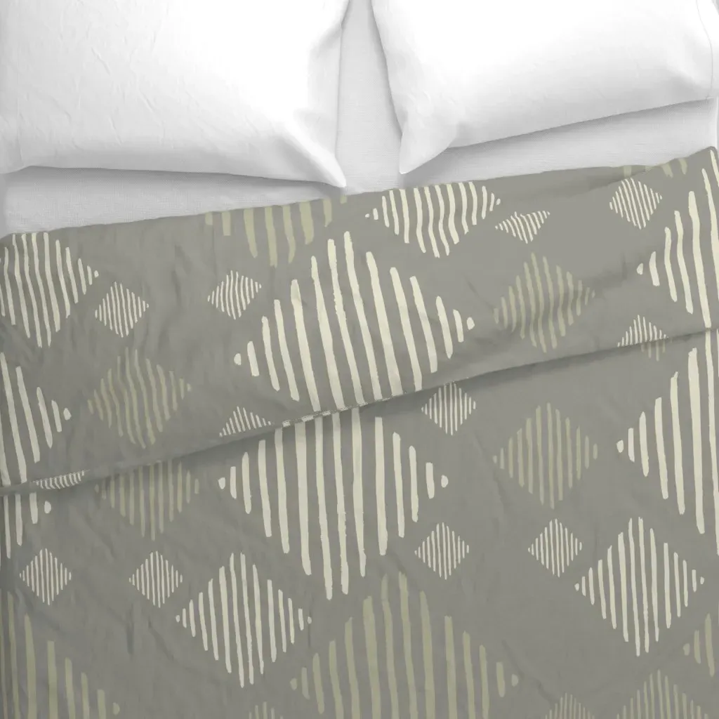 Geometric Abstract Diamond Duvet Cover - Taupe alternate view