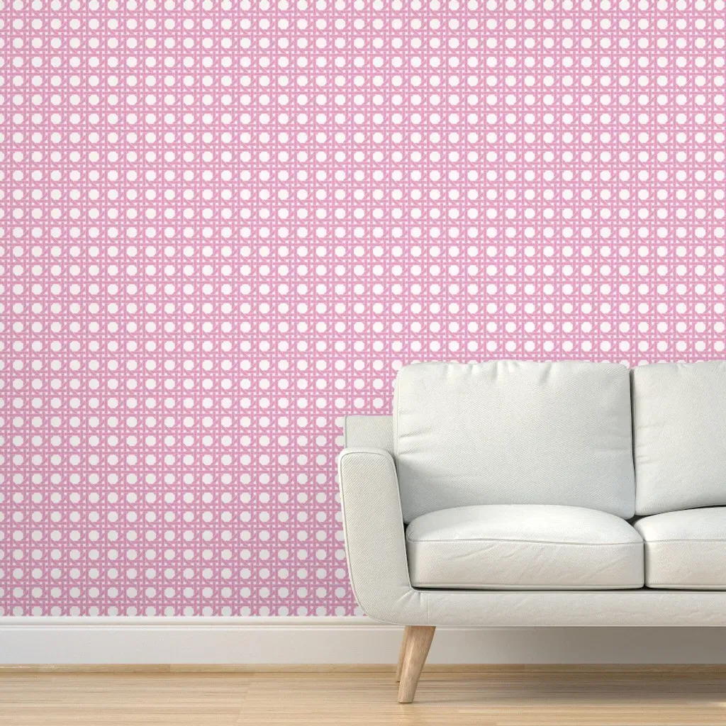 Geometric Cane Weave Peel and Stick Wallpaper - Pink product