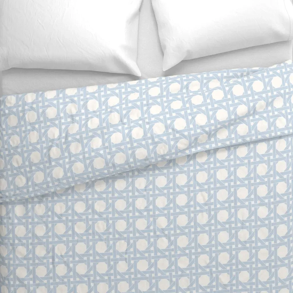 Geometric Cane Weave Soft Duvet Cover - Light Blue alternate view