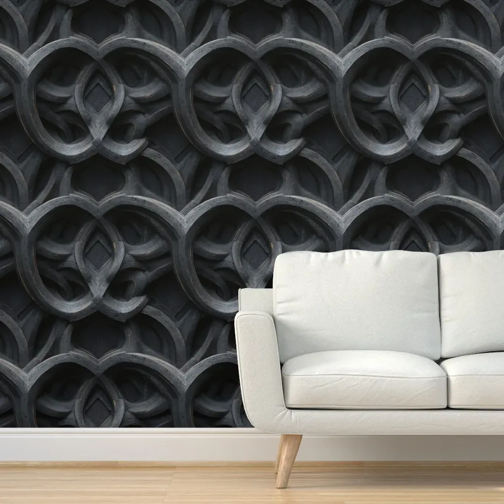 Geometric Carved Arched Peel and Stick Wallpaper - Gray product