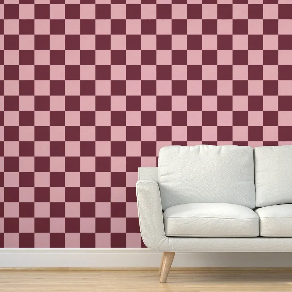 Geometric Checkered Tile Peel and Stick Wallpaper - Burgundy product