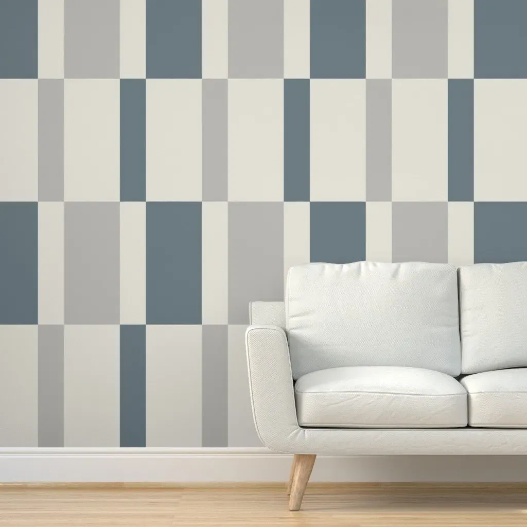 Geometric Checkers Peel and Stick Wallpaper - Blue Grey product