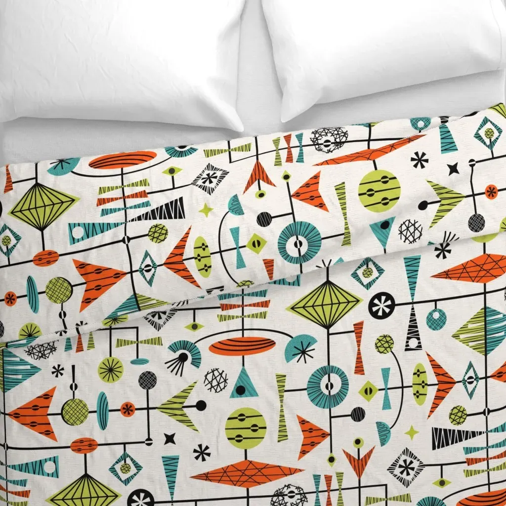 Geometric Conundrum Duvet Cover - Teal alternate view