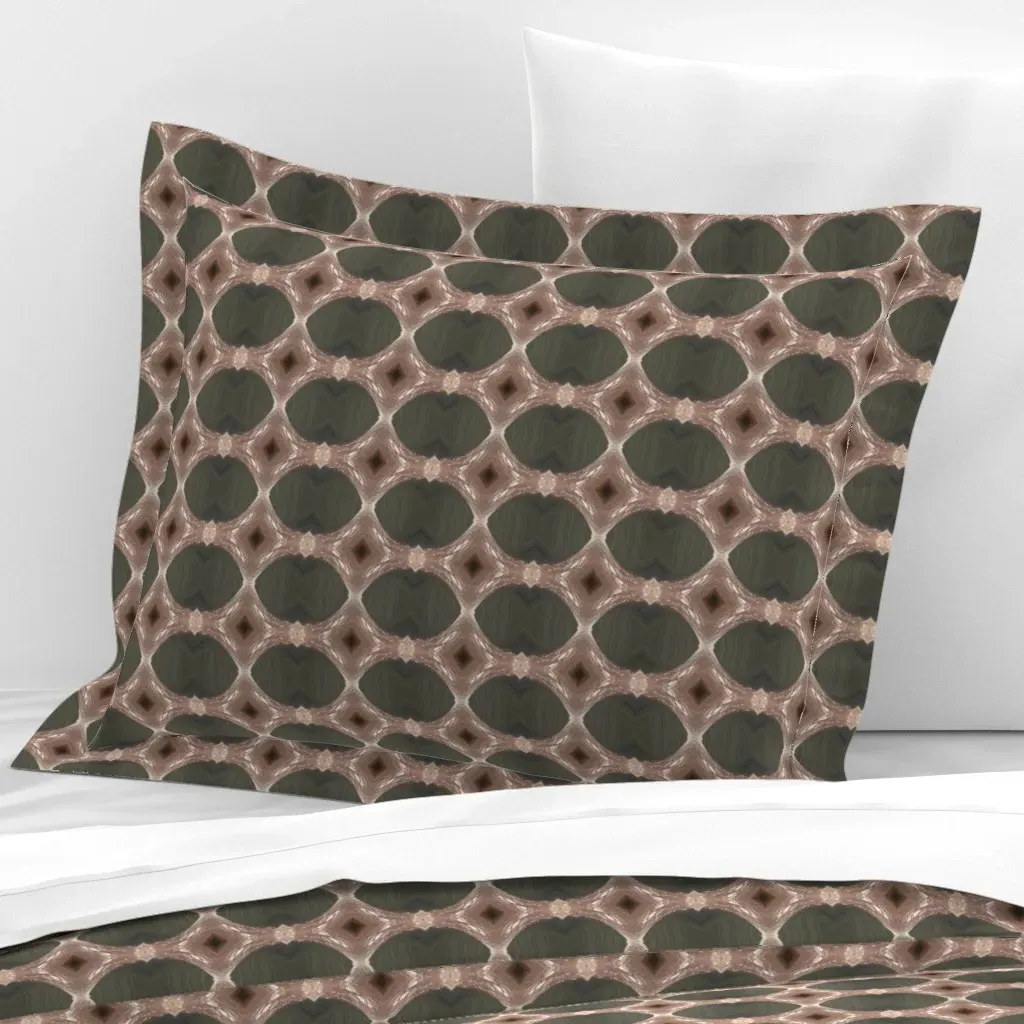 Geometric Diamond Rose Quartz Standard Flanged Pillowcase - Taupe, Cotton Sateen product