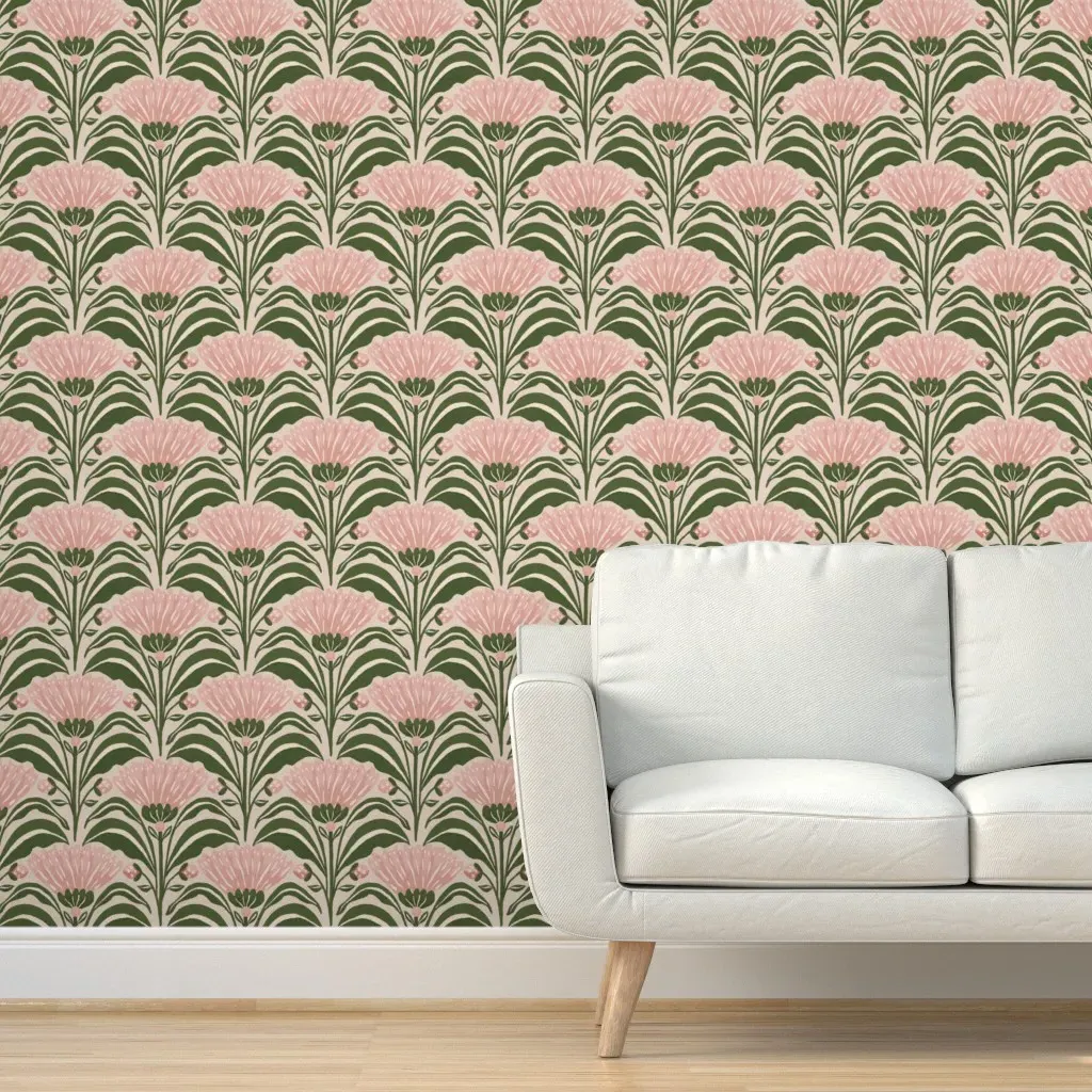 Geometric Floral Peel and Stick Wallpaper - Cream Pink product