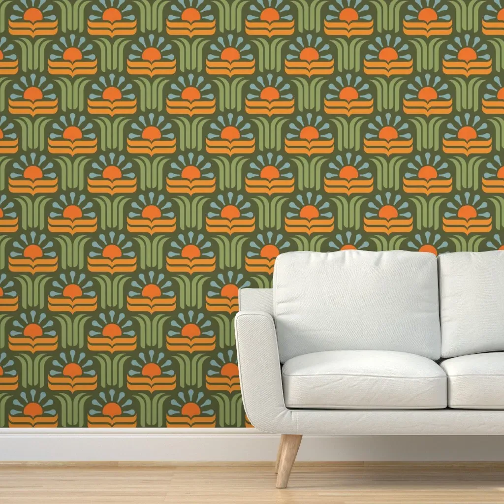 Geometric Floral Peel and Stick Wallpaper - Orange product
