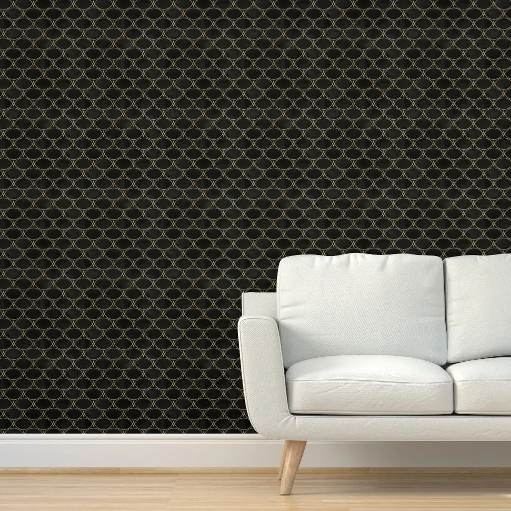 Geometric Gold Glitter Abstract Shapes Peel and Stick Wallpaper - Black product