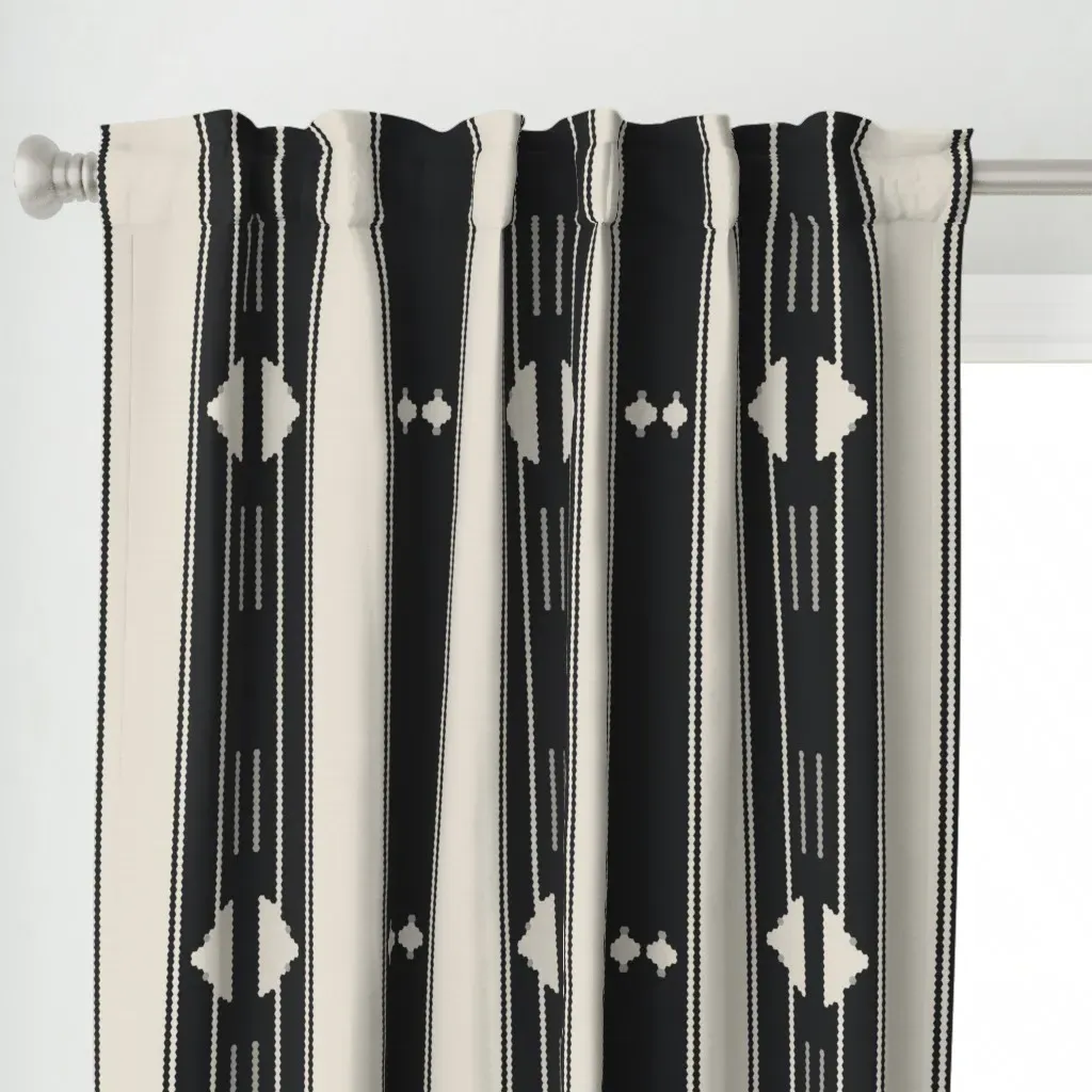 Geometric Hexagon Curtain Panel - Black alternate view