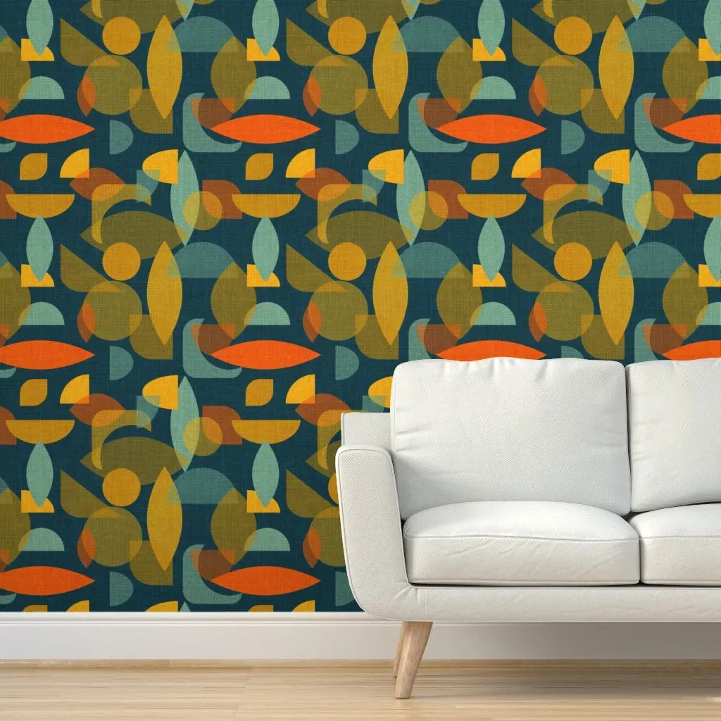 Geometric Kaleidoscope Peel and Stick Wallpaper - Mustard Yellow product