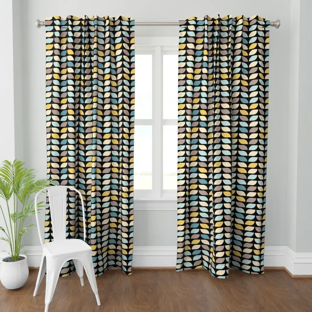 Geometric Leaf Pattern Curtain Panel - Pale Yellow product