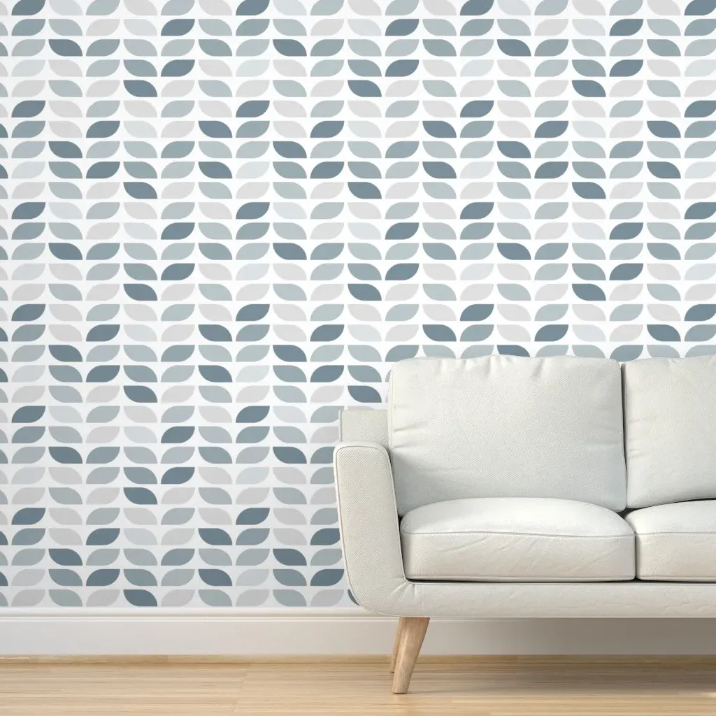 Geometric Leaf Peel and Stick Wallpaper - Blue-Gray, White product
