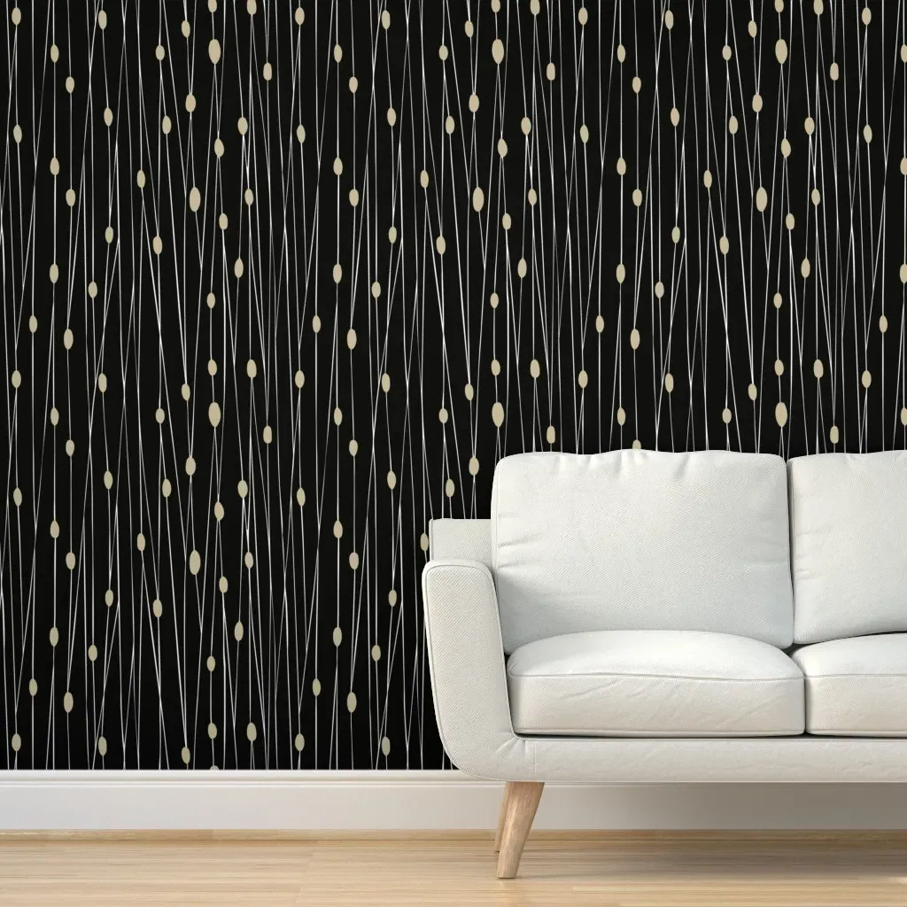 Geometric Lines & Dot Peel and Stick Wallpaper - Black, Beige product