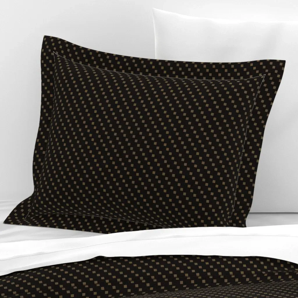 Geometric Mini Squares Checkered Standard Flanged Cushion - Black/Gold, Cotton Sateen product
