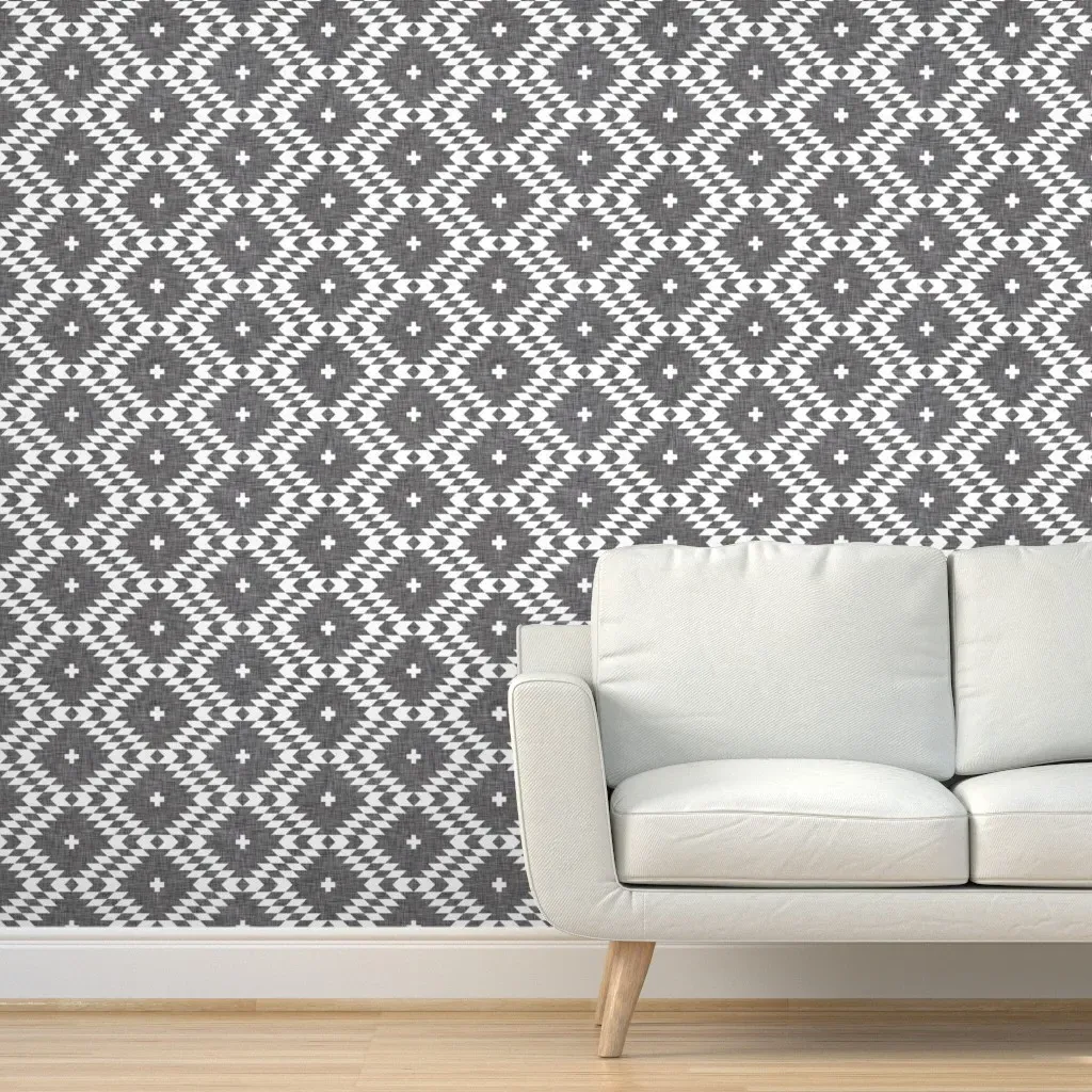 Geometric Native Linen Peel and Stick Wallpaper - White product