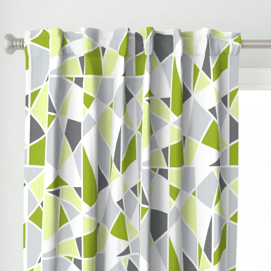 Geometric Pattern Curtain Panel - Green alternate view