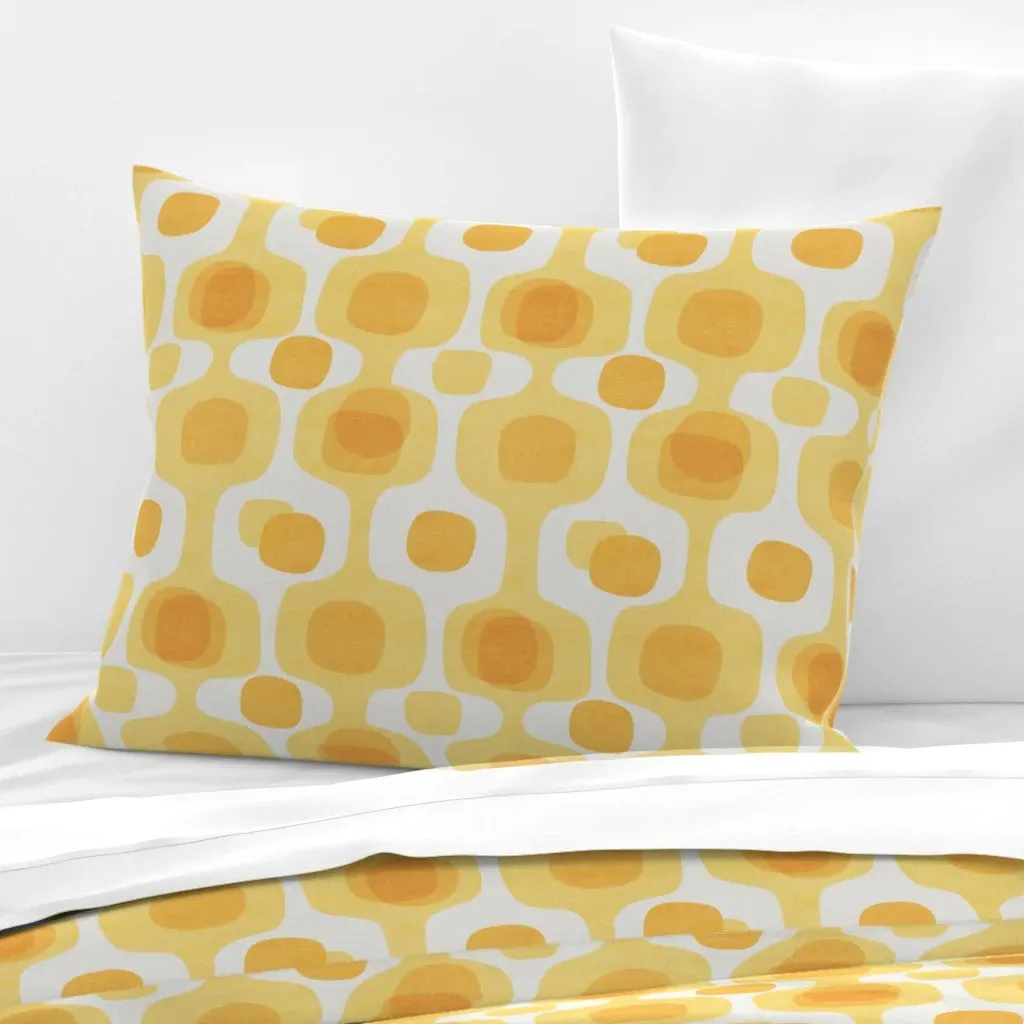 Geometric Retro Standard Knife Edge Cushion - Mustard Yellow, Cotton product