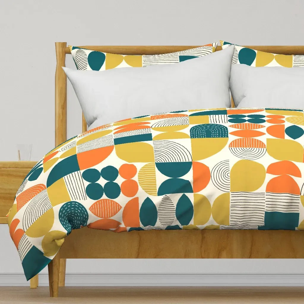 Geometric Shapes Duvet Cover - Mustard Yellow product