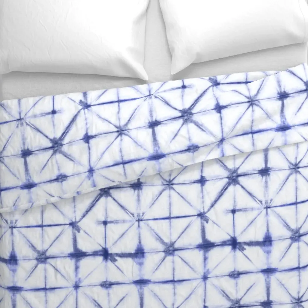 Geometric Shibori Duvet Cover - Indigo alternate view