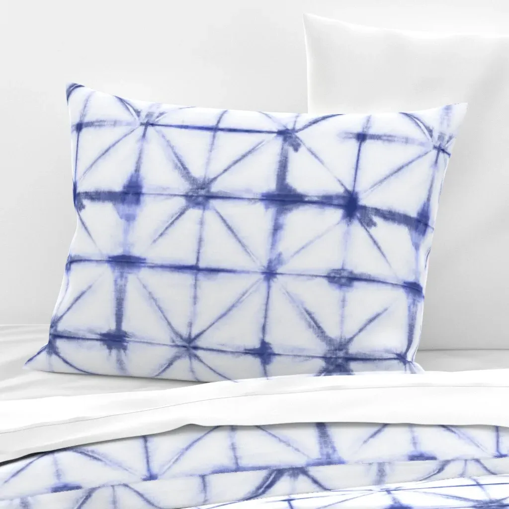 Geometric Shibori Standard Knife Edge Cushion Cover - Indigo, Cotton product